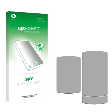 Front side of a product packaging with the brand logo upscreen. Next to it is the corresponding screen protector.