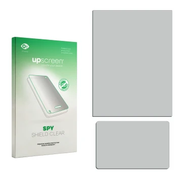 Front side of a product packaging with the brand logo upscreen. Next to it is the corresponding screen protector.