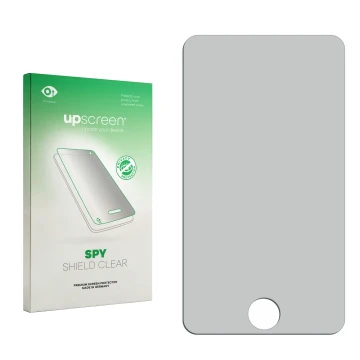 Front side of a product packaging with the brand logo upscreen. Next to it is the corresponding screen protector.