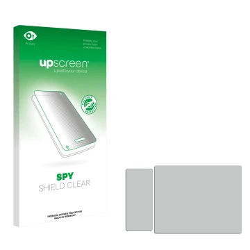 Front side of a product packaging with the brand logo upscreen. Next to it is the corresponding screen protector.
