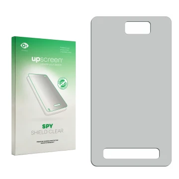 Front side of a product packaging with the brand logo upscreen. Next to it is the corresponding screen protector.