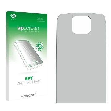 Front side of a product packaging with the brand logo upscreen. Next to it is the corresponding screen protector.