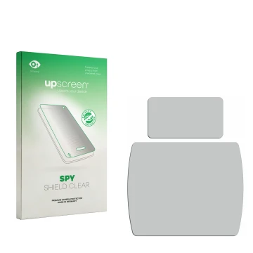 Front side of a product packaging with the brand logo upscreen. Next to it is the corresponding screen protector.