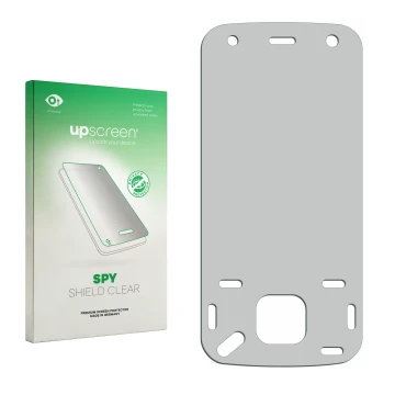 Front side of a product packaging with the brand logo upscreen. Next to it is the corresponding screen protector.