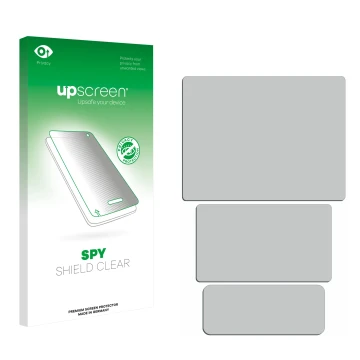 Front side of a product packaging with the brand logo upscreen. Next to it is the corresponding screen protector.