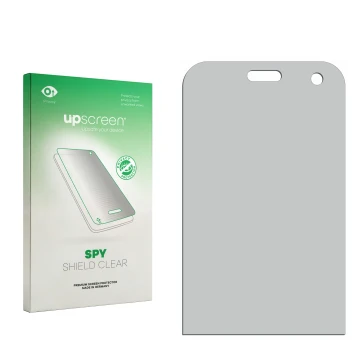 Front side of a product packaging with the brand logo upscreen. Next to it is the corresponding screen protector.