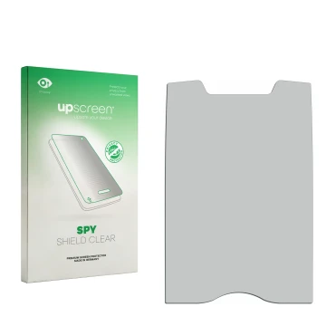 Front side of a product packaging with the brand logo upscreen. Next to it is the corresponding screen protector.