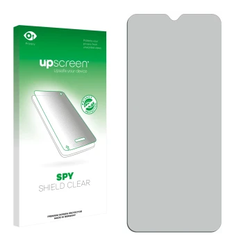 Front side of a product packaging with the brand logo upscreen. Next to it is the corresponding screen protector.