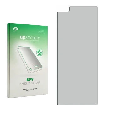 Front side of a product packaging with the brand logo upscreen. Next to it is the corresponding screen protector.