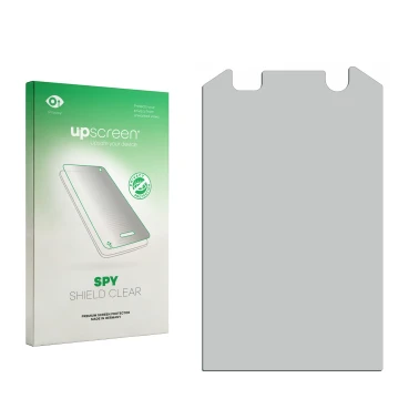 Front side of a product packaging with the brand logo upscreen. Next to it is the corresponding screen protector.