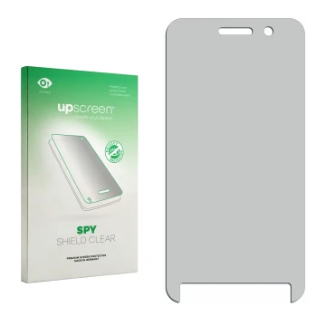 Front side of a product packaging with the brand logo upscreen. Next to it is the corresponding screen protector.