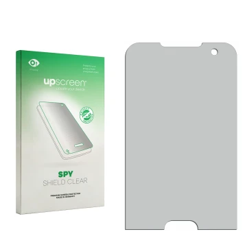 Front side of a product packaging with the brand logo upscreen. Next to it is the corresponding screen protector.