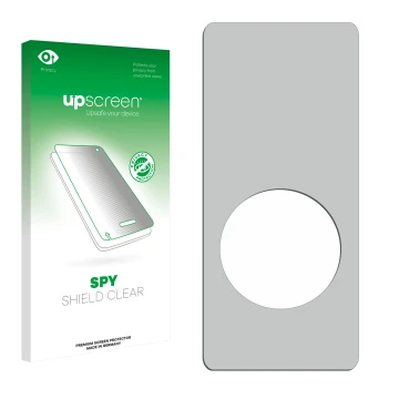 Front side of a product packaging with the brand logo upscreen. Next to it is the corresponding screen protector.