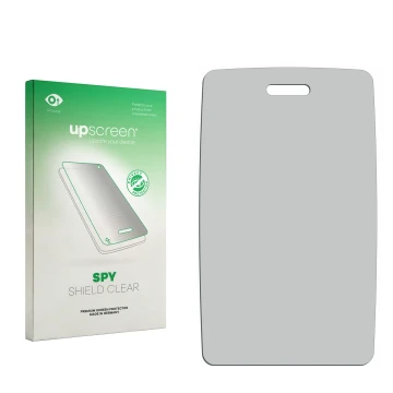 Front side of a product packaging with the brand logo upscreen. Next to it is the corresponding screen protector.