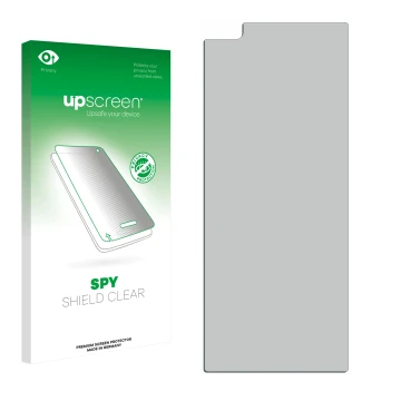 Front side of a product packaging with the brand logo upscreen. Next to it is the corresponding screen protector.
