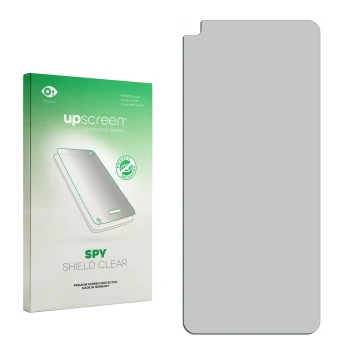 Front side of a product packaging with the brand logo upscreen. Next to it is the corresponding screen protector.