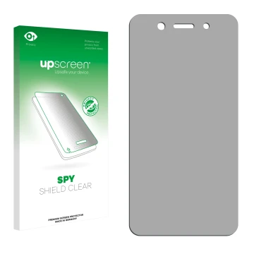 Front side of a product packaging with the brand logo upscreen. Next to it is the corresponding screen protector.