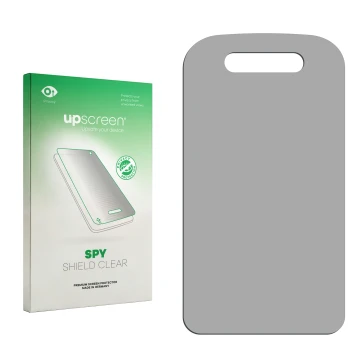 Front side of a product packaging with the brand logo upscreen. Next to it is the corresponding screen protector.