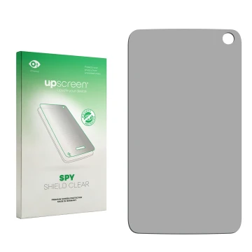 Front side of a product packaging with the brand logo upscreen. Next to it is the corresponding screen protector.