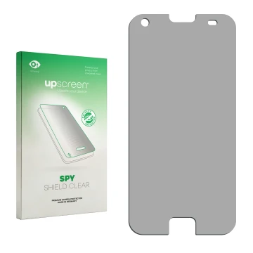 Front side of a product packaging with the brand logo upscreen. Next to it is the corresponding screen protector.