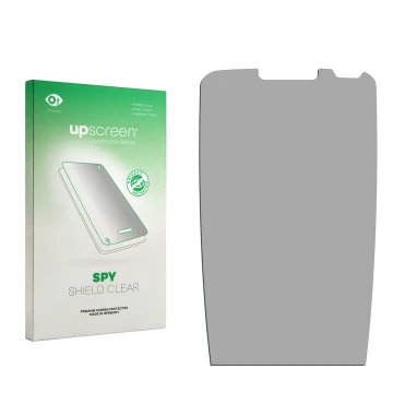 Front side of a product packaging with the brand logo upscreen. Next to it is the corresponding screen protector.