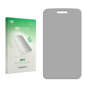 Front side of a product packaging with the brand logo upscreen. Next to it is the corresponding screen protector.