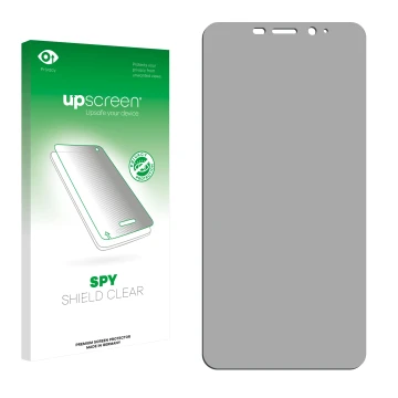 Front side of a product packaging with the brand logo upscreen. Next to it is the corresponding screen protector.