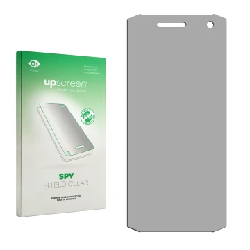 Front side of a product packaging with the brand logo upscreen. Next to it is the corresponding screen protector.