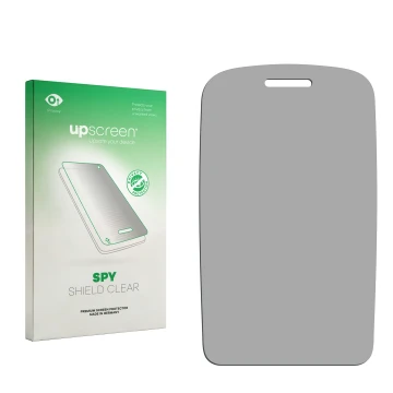 Front side of a product packaging with the brand logo upscreen. Next to it is the corresponding screen protector.