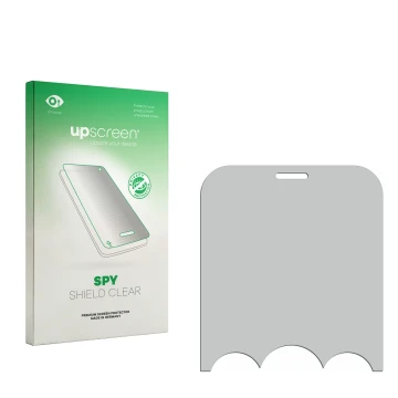 Front side of a product packaging with the brand logo upscreen. Next to it is the corresponding screen protector.