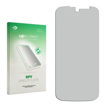 Front side of a product packaging with the brand logo upscreen. Next to it is the corresponding screen protector.