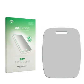 Front side of a product packaging with the brand logo upscreen. Next to it is the corresponding screen protector.
