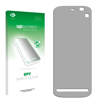 Front side of a product packaging with the brand logo upscreen. Next to it is the corresponding screen protector.