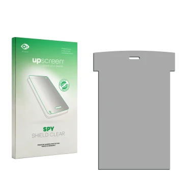 Front side of a product packaging with the brand logo upscreen. Next to it is the corresponding screen protector.