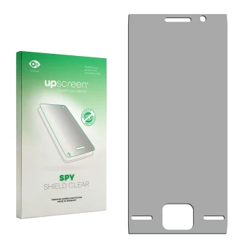 Front side of a product packaging with the brand logo upscreen. Next to it is the corresponding screen protector.