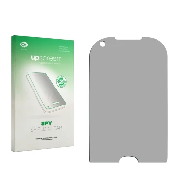 Front side of a product packaging with the brand logo upscreen. Next to it is the corresponding screen protector.