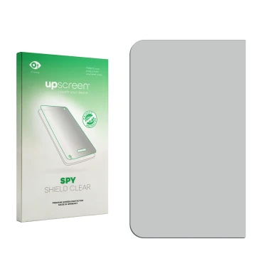 Front side of a product packaging with the brand logo upscreen. Next to it is the corresponding screen protector.