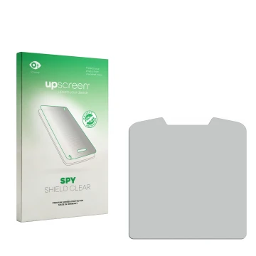 Front side of a product packaging with the brand logo upscreen. Next to it is the corresponding screen protector.