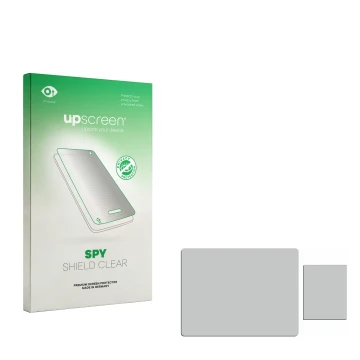 Front side of a product packaging with the brand logo upscreen. Next to it is the corresponding screen protector.