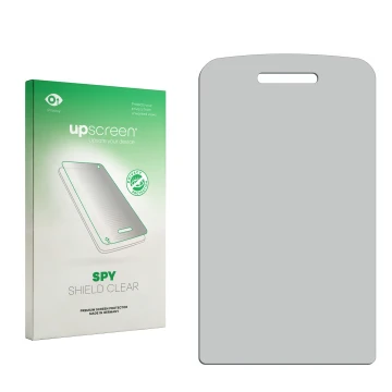 Front side of a product packaging with the brand logo upscreen. Next to it is the corresponding screen protector.