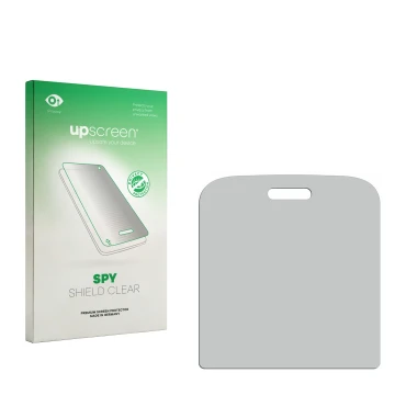 Front side of a product packaging with the brand logo upscreen. Next to it is the corresponding screen protector.