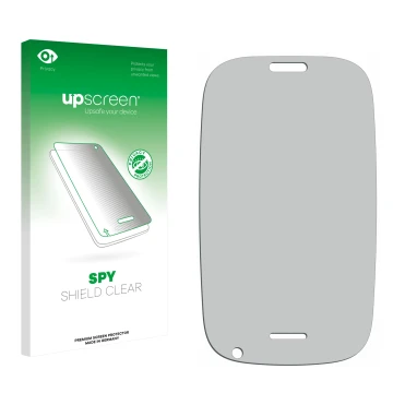 Front side of a product packaging with the brand logo upscreen. Next to it is the corresponding screen protector.