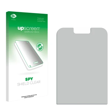 Front side of a product packaging with the brand logo upscreen. Next to it is the corresponding screen protector.