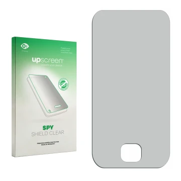 Front side of a product packaging with the brand logo upscreen. Next to it is the corresponding screen protector.