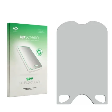 Front side of a product packaging with the brand logo upscreen. Next to it is the corresponding screen protector.