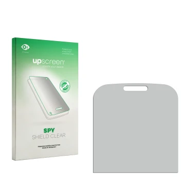 Front side of a product packaging with the brand logo upscreen. Next to it is the corresponding screen protector.