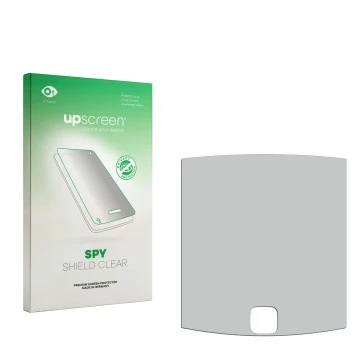 Front side of a product packaging with the brand logo upscreen. Next to it is the corresponding screen protector.