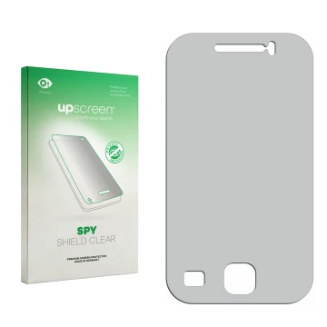 Front side of a product packaging with the brand logo upscreen. Next to it is the corresponding screen protector.