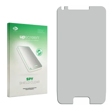 Front side of a product packaging with the brand logo upscreen. Next to it is the corresponding screen protector.