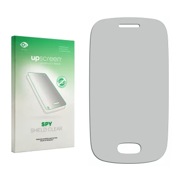 Front side of a product packaging with the brand logo upscreen. Next to it is the corresponding screen protector.